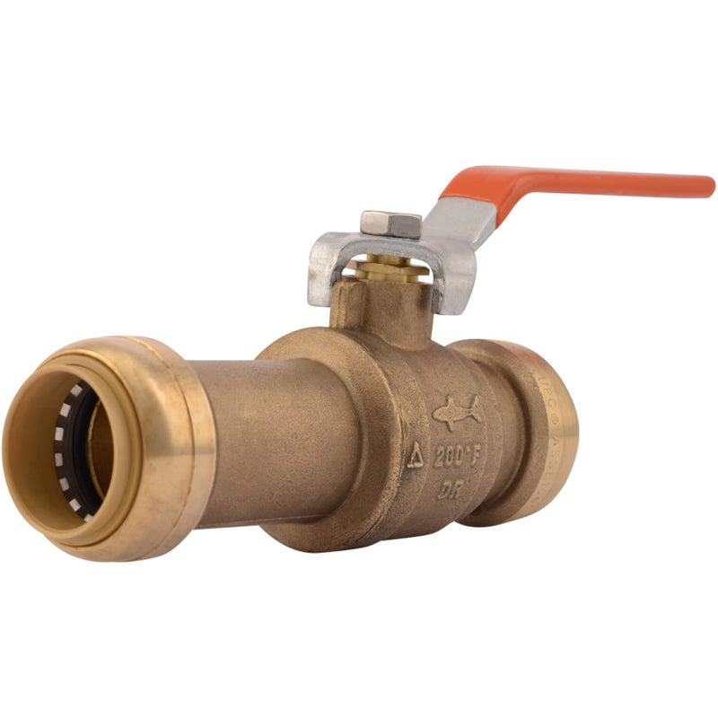 SharkBite 1 Inch Slip Ball Valve, Push to Connect Brass Plumbing Fitting, PEX Pipe, Copper, CPVC, PE-RT, HDPE, 24737LF - Image 1